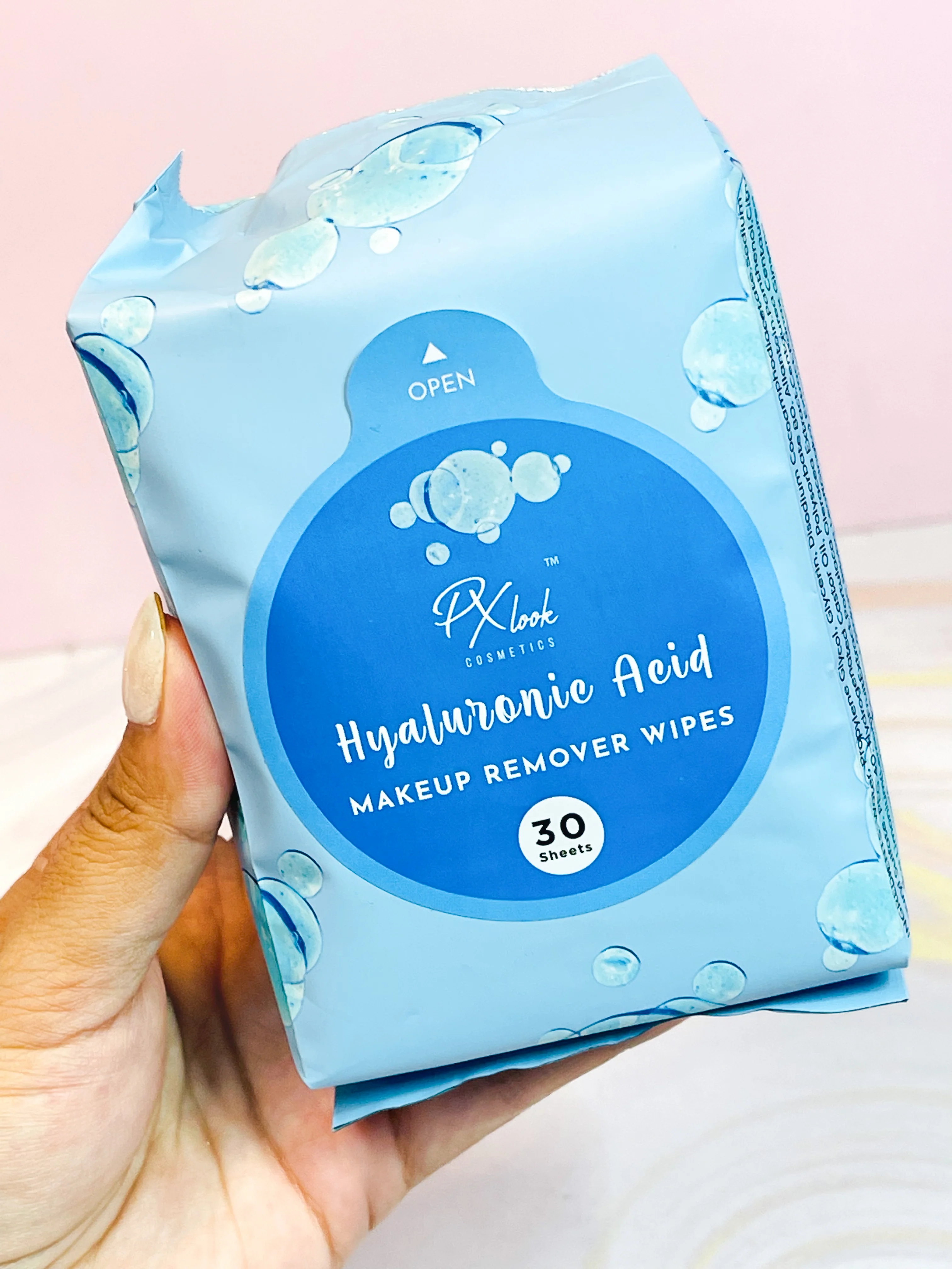 Pañitos desmaquillantes de ácido hialurónico AZULES x 30 unidades - Image 2